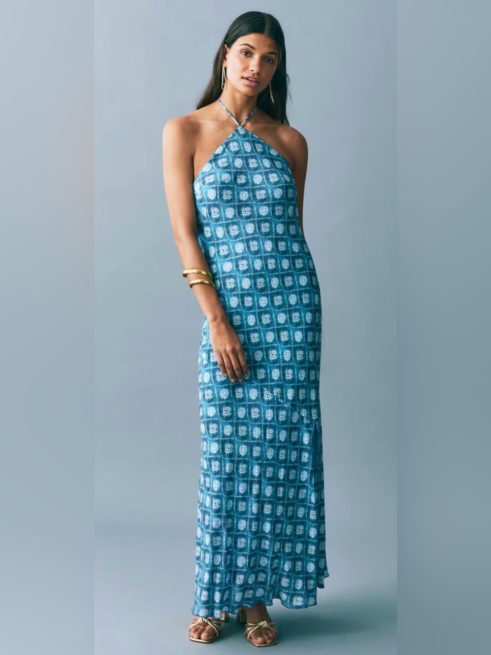 Mango Printed Halter Neck Dress